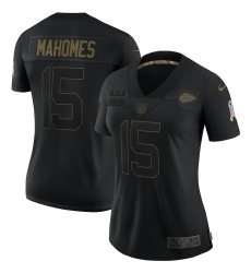 Women's Kansas City Chiefs #15 Patrick Mahomes Black Nike 2020 Salute To Service Limited Jersey
