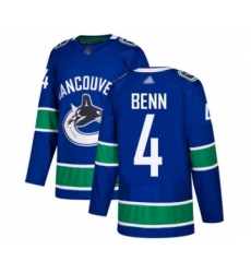 Men's Vancouver Canucks #4 Jordie Benn Authentic Blue Home Hockey Jersey