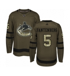 Men's Vancouver Canucks #5 Oscar Fantenberg Authentic Green Salute to Service Hockey Jersey