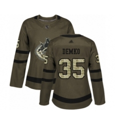 Women's Vancouver Canucks #35 Thatcher Demko Authentic Green Salute to Service Hockey Jersey