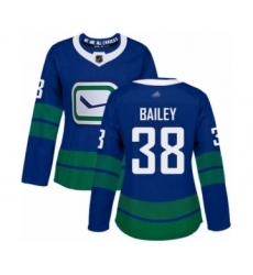 Women's Vancouver Canucks #38 Justin Bailey Authentic Royal Blue Alternate Hockey Jersey