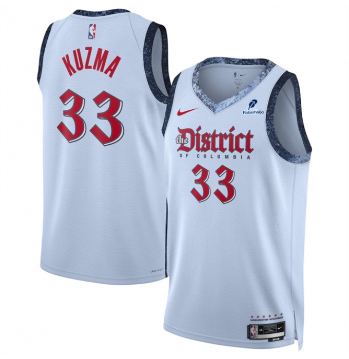 Men's Washington Wizards #33 Kyle Kuzma Powder Blue 2024-25 City Edition Stitched Basketball Jersey