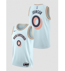 Men's San Antonio Spurs #0 Keldon Johnson Light Blue 2024-25 City Edition Stitched Basketball Jersey