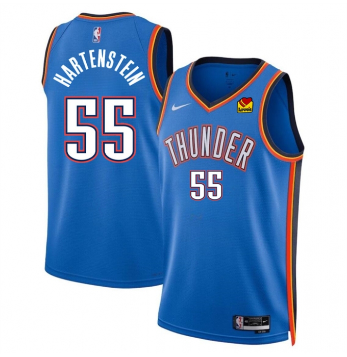 Men's Oklahoma City Thunder #55 Isaiah Hartenstein Blue Icon Edition Stitched Basketball Jersey