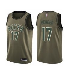 Men's Milwaukee Bucks #17 Dragan Bender Swingman Green Salute to Service Basketball Jersey