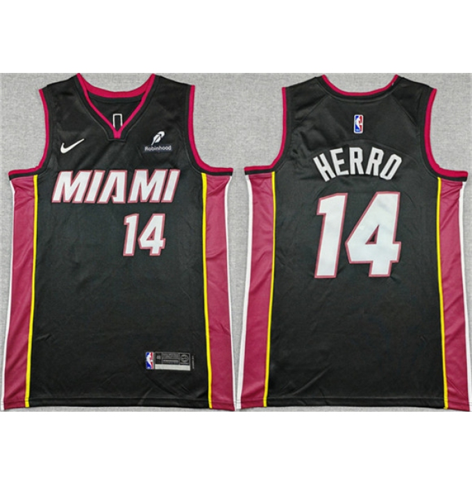 Men's Miami Heat #14 Tyler Herro Black Icon Edition Stitched Basketball Jersey