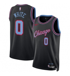 Men's Chicago Bulls #0 Coby White Black 2025-26 City Edition Swingman Stitched Basketball Jersey