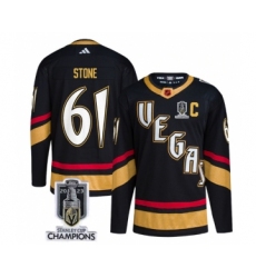 Men's Vegas Golden Knights #61 Mark Stone Black 2023 Stanley Cup Champions Reverse Retro Stitched Jersey