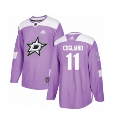 Men's Dallas Stars #11 Andrew Cogliano Authentic Purple Fights Cancer Practice Hockey Jersey