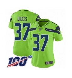 Women's Seattle Seahawks #37 Quandre Diggs Limited Green Rush Vapor Untouchable 100th Season Football Jersey