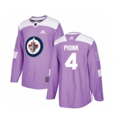 Youth Winnipeg Jets #4 Neal Pionk Authentic Purple Fights Cancer Practice Hockey Jersey
