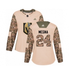 Women's Vegas Golden Knights #24 Jaycob Megna Authentic Camo Veterans Day Practice Hockey Jersey
