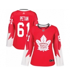 Women's Toronto Maple Leafs #61 Nic Petan Authentic Red Alternate Hockey Jersey