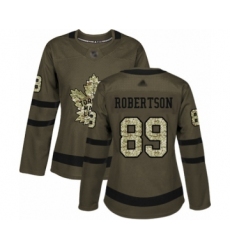 Women's Toronto Maple Leafs #89 Nicholas Robertson Authentic Green Salute to Service Hockey Jersey