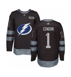 Men's Tampa Bay Lightning #1 Mike Condon Authentic Black 1917-2017 100th Anniversary Hockey Jersey