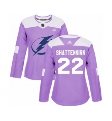 Women's Tampa Bay Lightning #22 Kevin Shattenkirk Authentic Purple Fights Cancer Practice Hockey Jersey