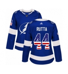 Women's Tampa Bay Lightning #44 Jan Rutta Authentic Blue USA Flag Fashion Hockey Jersey