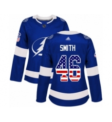 Women's Tampa Bay Lightning #46 Gemel Smith Authentic Blue USA Flag Fashion Hockey Jersey
