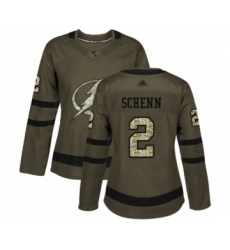 Women's Tampa Bay Lightning #2 Luke Schenn Authentic Green Salute to Service Hockey Jersey