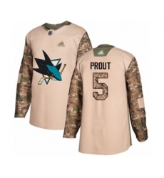 Men's San Jose Sharks #5 Dalton Prout Authentic Camo Veterans Day Practice Hockey Jersey