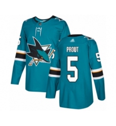 Youth San Jose Sharks #5 Dalton Prout Authentic Teal Green Home Hockey Jersey