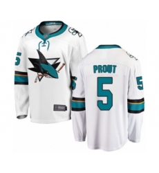 Youth San Jose Sharks #5 Dalton Prout Fanatics Branded White Away Breakaway Hockey Jersey