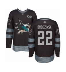 Men's San Jose Sharks #22 Jonny Brodzinski Authentic Black 1917-2017 100th Anniversary Hockey Jersey