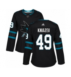 Women's San Jose Sharks #49 Artemi Kniazev Authentic Black Alternate Hockey Jersey
