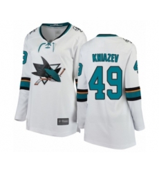 Women's San Jose Sharks #49 Artemi Kniazev Fanatics Branded White Away Breakaway Hockey Jersey