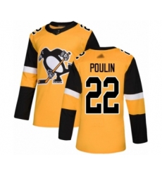 Youth Pittsburgh Penguins #22 Samuel Poulin Authentic Gold Alternate Hockey Jersey