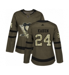 Women's Pittsburgh Penguins #24 Dominik Kahun Authentic Green Salute to Service Hockey Jersey