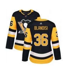Women's Pittsburgh Penguins #36 Joseph Blandisi Authentic Black Home Hockey Jersey