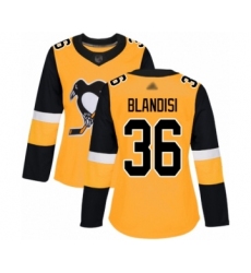 Women's Pittsburgh Penguins #36 Joseph Blandisi Authentic Gold Alternate Hockey Jersey