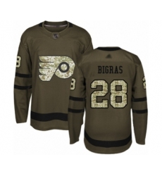 Men's Philadelphia Flyers #28 Chris Bigras Authentic Green Salute to Service Hockey Jersey