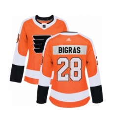Women's Philadelphia Flyers #28 Chris Bigras Authentic Orange Home Hockey Jersey