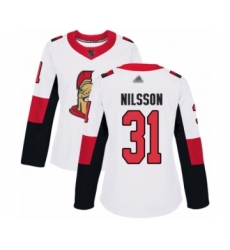 Women's Ottawa Senators #31 Anders Nilsson Authentic White Away Hockey Jersey