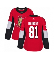 Women's Ottawa Senators #81 Ron Hainsey Authentic Red Home Hockey Jersey