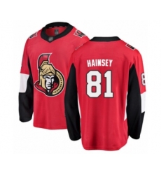 Youth Ottawa Senators #81 Ron Hainsey Fanatics Branded Red Home Breakaway Hockey Jersey