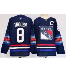 Men's New York Rangers #8 Jacob Trouba Navy 2024-25 Stitched Jersey