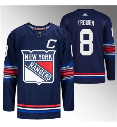 Men's New York Rangers #8 Jacob Trouba Navy Stitched Jersey