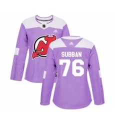 Women's New Jersey Devils #76 P. K. Subban Authentic Purple Fights Cancer Practice Hockey Jersey