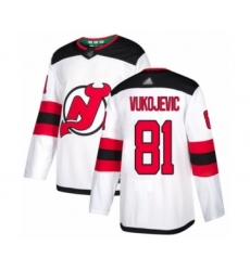 Men's New Jersey Devils #81 Michael Vukojevic Authentic White Away Hockey Jersey