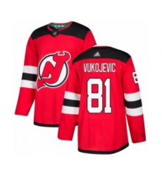 Youth New Jersey Devils #81 Michael Vukojevic Authentic Red Home Hockey Jersey