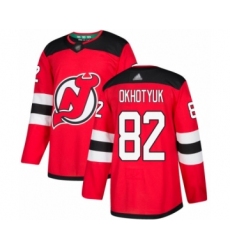Youth New Jersey Devils #82 Nikita Okhotyuk Authentic Red Home Hockey Jersey