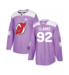 Men's New Jersey Devils #92 Graeme Clarke Authentic Purple Fights Cancer Practice Hockey Jersey