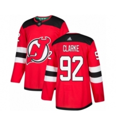 Men's New Jersey Devils #92 Graeme Clarke Authentic Red Home Hockey Jersey