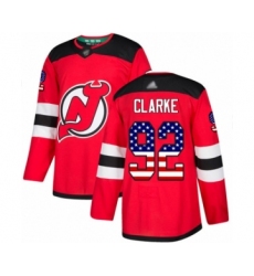 Youth New Jersey Devils #92 Graeme Clarke Authentic Red USA Flag Fashion Hockey Jersey