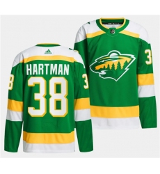 Men's Minnesota Wild #38 Ryan Hartman Green 2023-24 Stitched Jersey