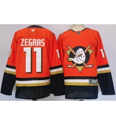 Men's Anaheim Ducks #11 Trevor Zegras Orange Black 2024-25 Stitched Jersey