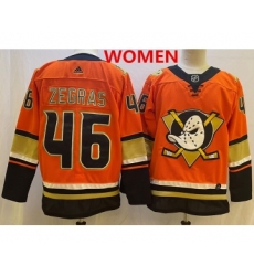 Women's Anaheim Ducks #46 Trevor Zegras Orange Authentic Adidas Jersey